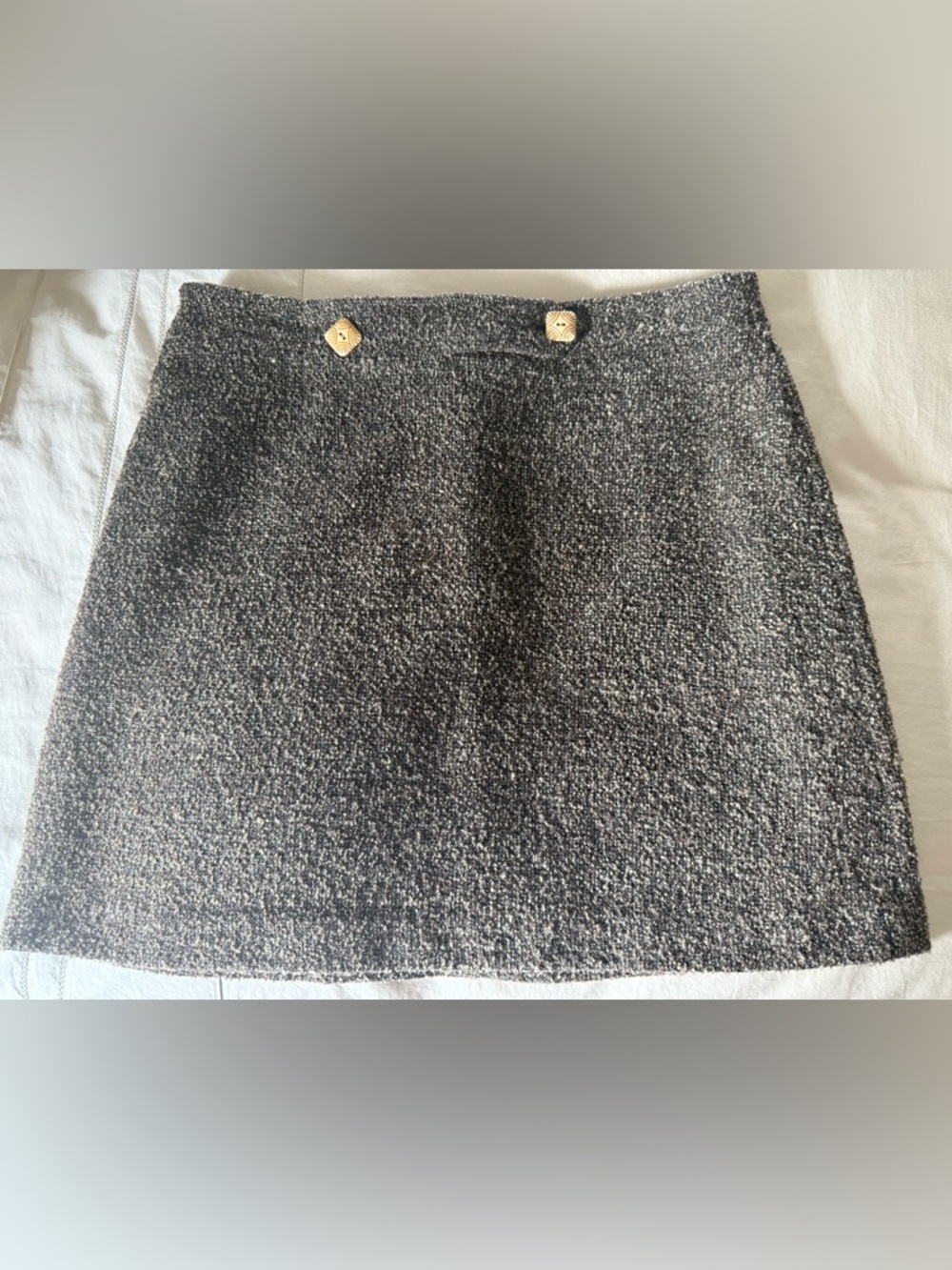 Emporio Armani Brown and Black Tweed Skirt with Decorative Button